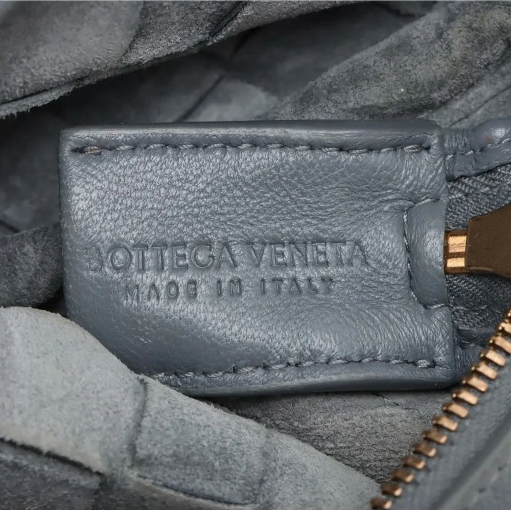 BOTTEGA VENETA Grey Intrecciato Mini Loop Leather Crossbody Camera Bag